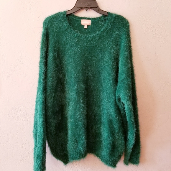 show me your mumu  feel good sweater crew soft knit oversized cozy emerald green - Picture 2 of 6